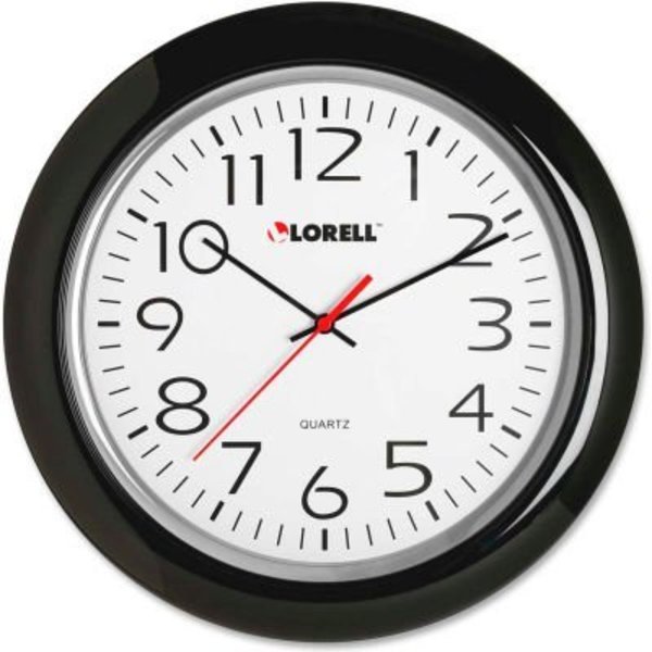 Lorell Lorell® 13-1/4" Round Quartz Wall Clock, Plastic Case, Black 60989